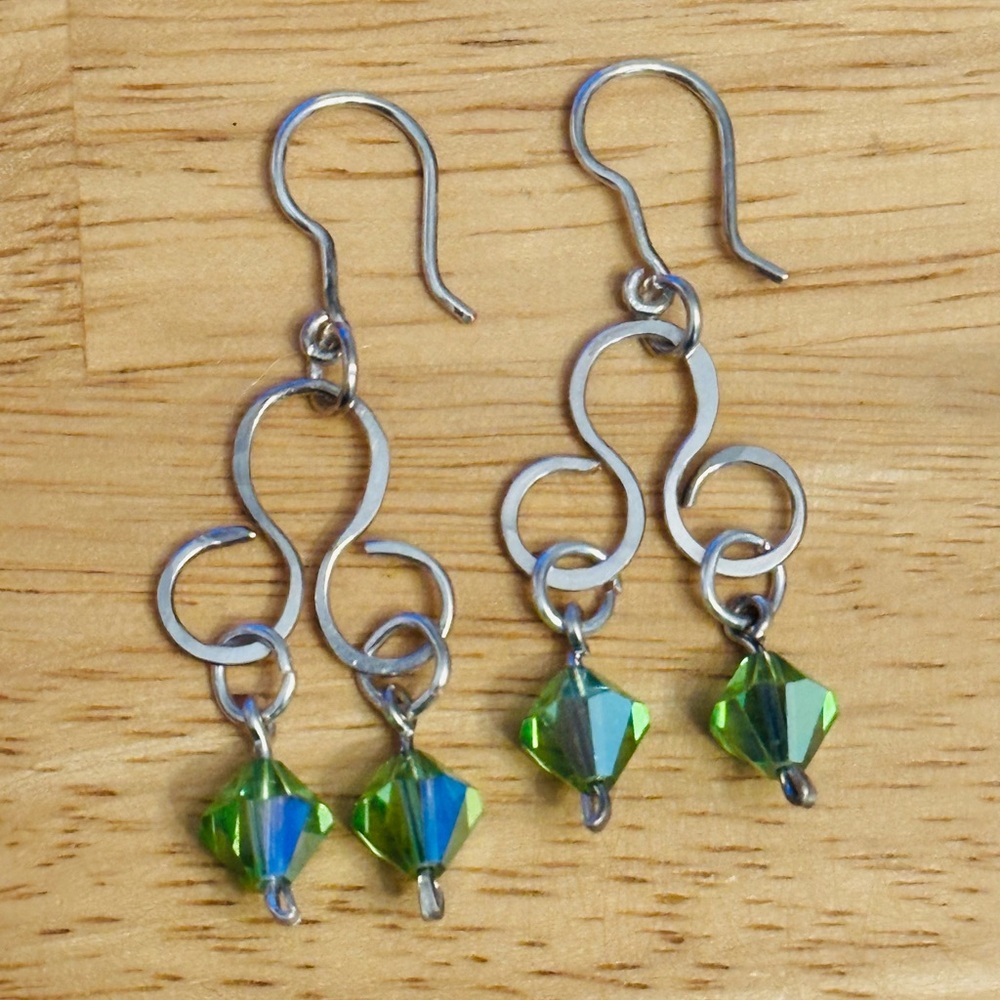 Green Crystal Drop Dangle Earrings - Women Jewelry